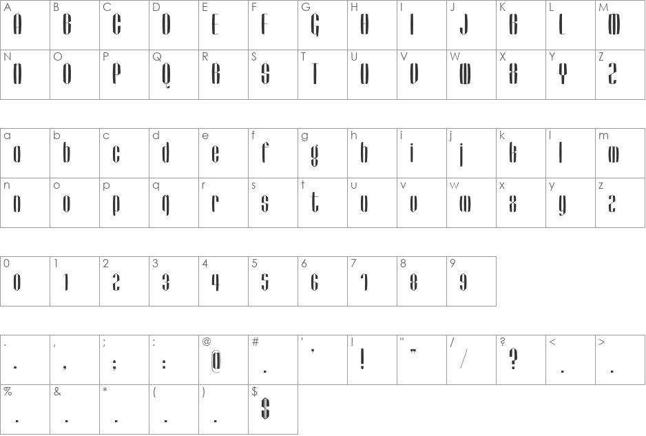 FSFunkturm font character map preview