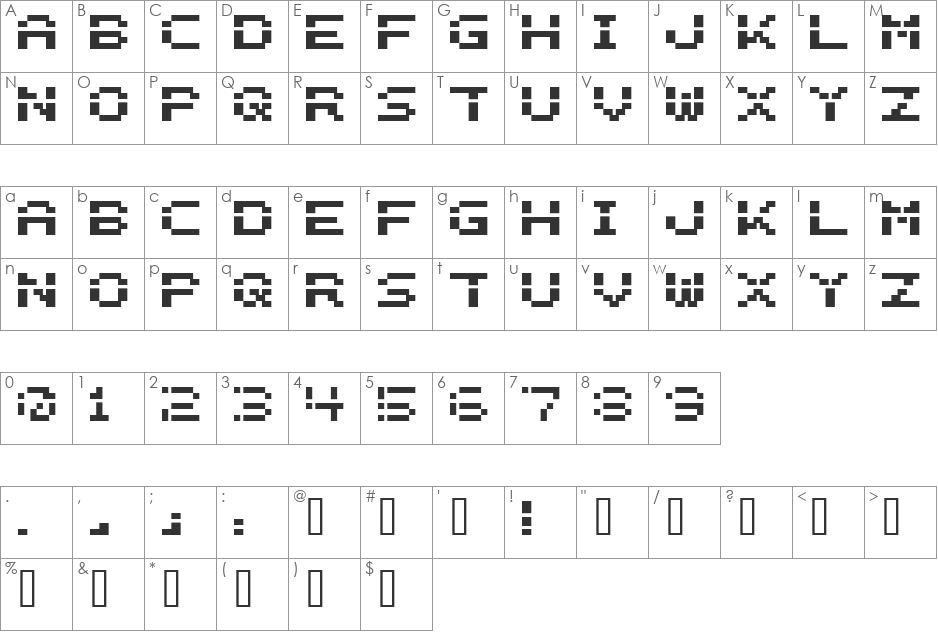 FSO kibbles n blix font character map preview