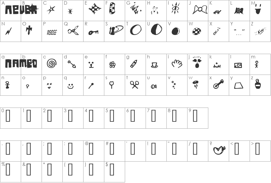 FSO never named font character map preview