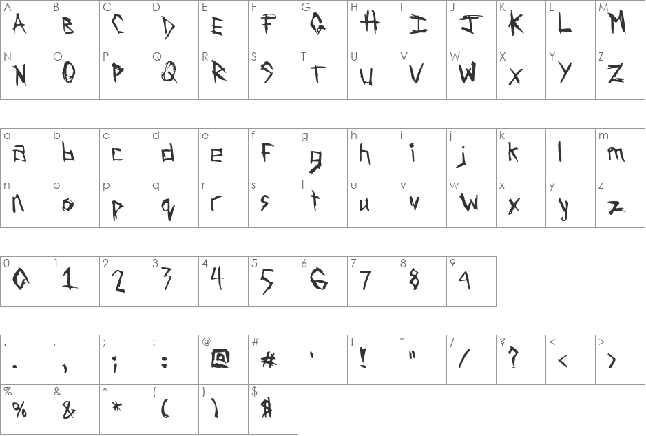 FSO obliterate font character map preview