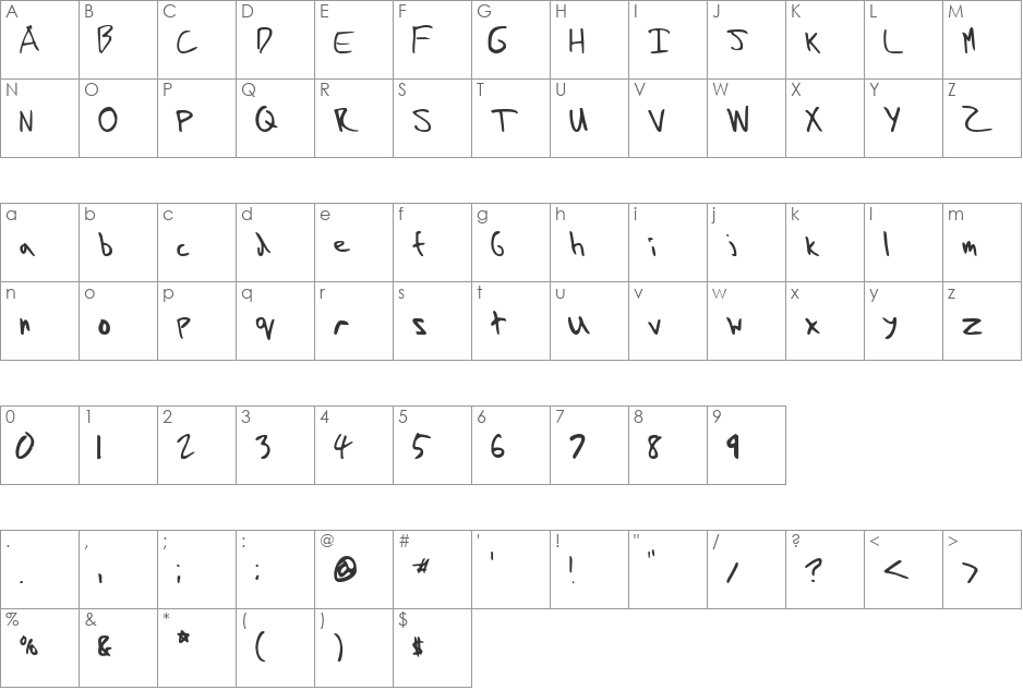 FSO skifyre font character map preview