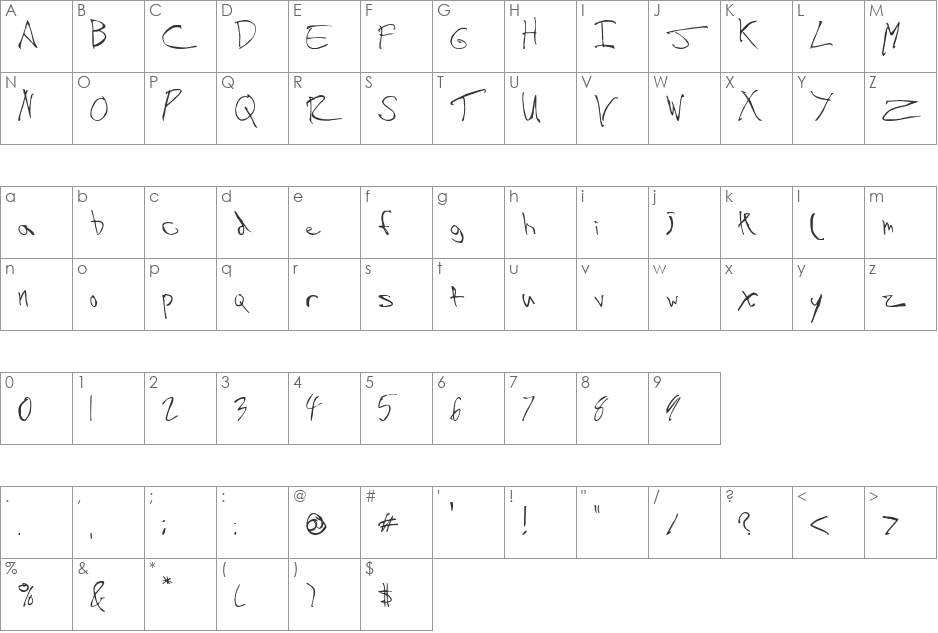 FSO skifyre refracted font character map preview