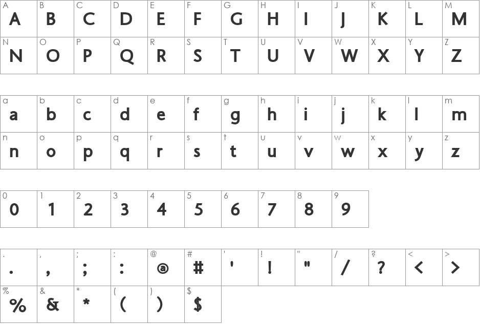 Aboriginal Sans font character map preview