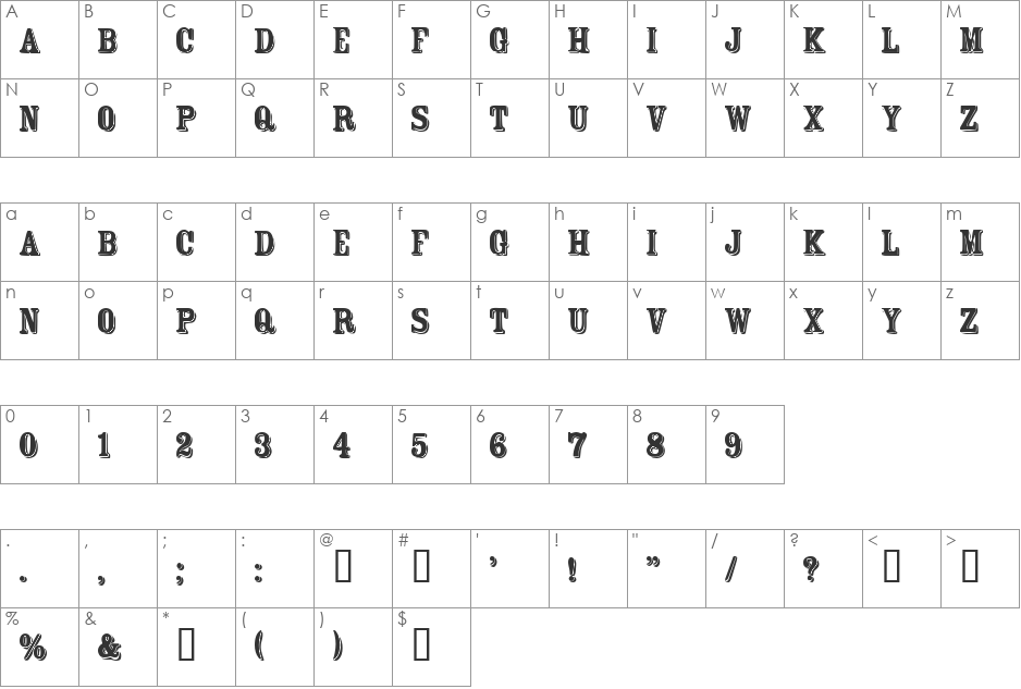 FT Rosecube font character map preview