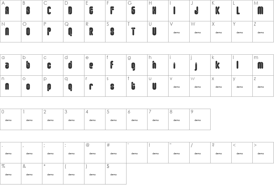 FT Roundabout font character map preview