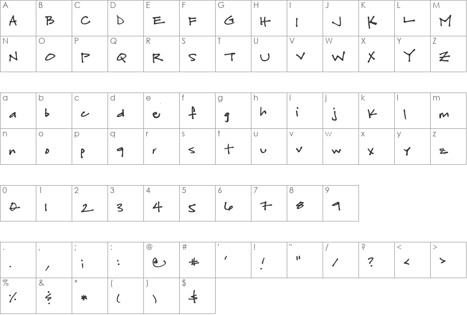 fuchsiabuddha font character map preview