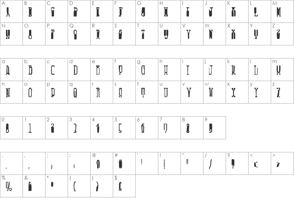 Fucsimile font character map preview