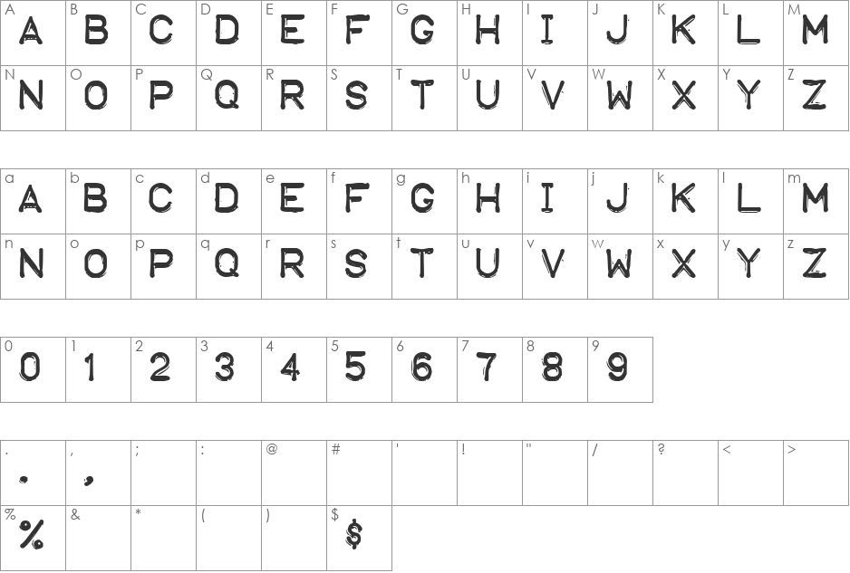 Fudge font character map preview
