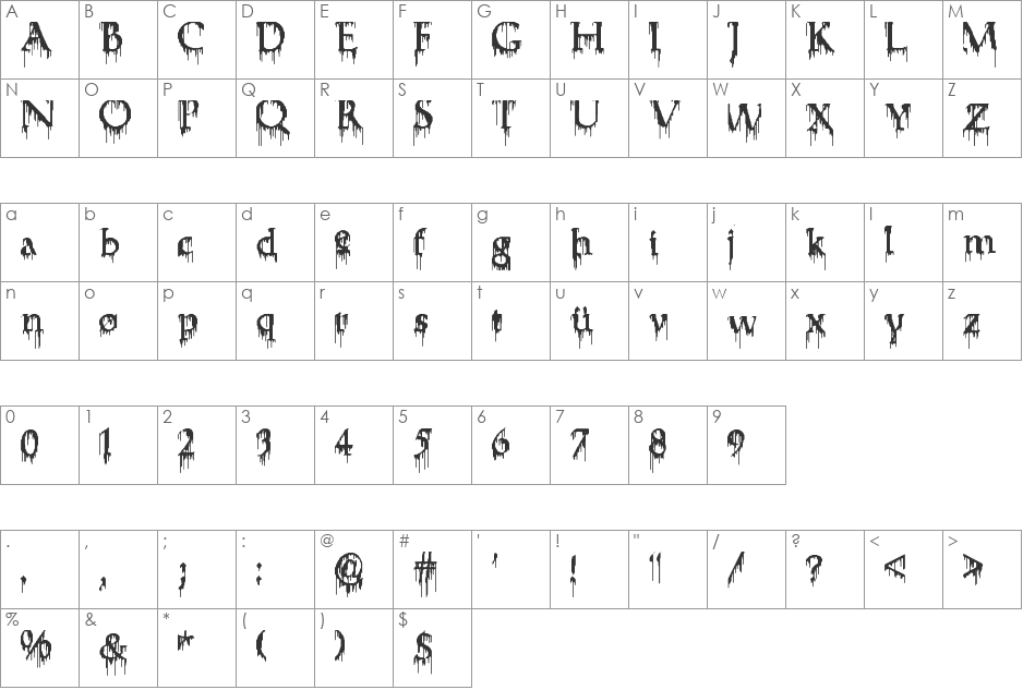 fuehrer font character map preview