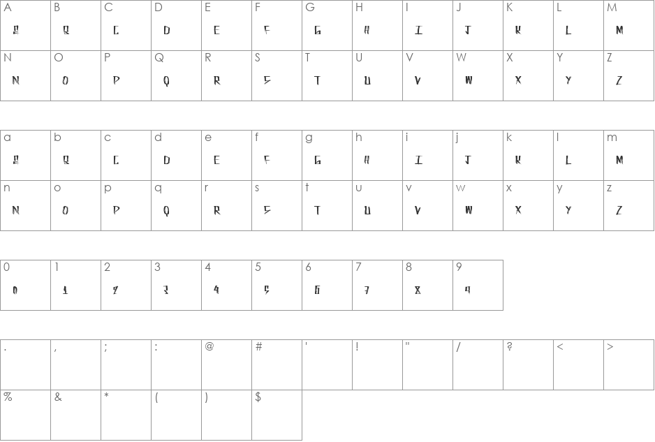 FuelTanks font character map preview