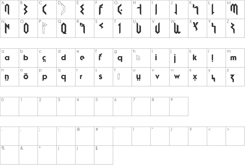 Fujita Ray (Demo) font character map preview