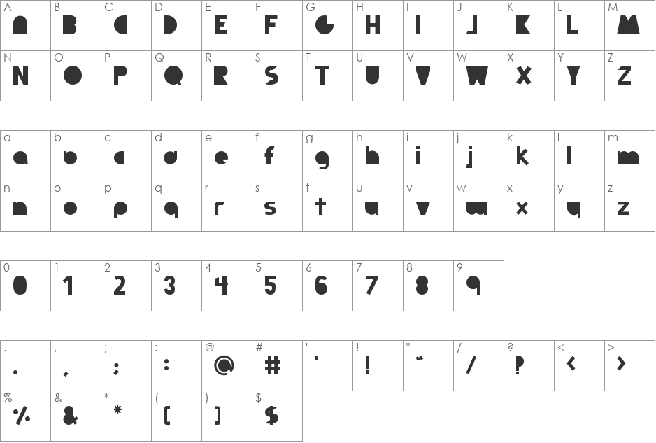 Full Circle font character map preview