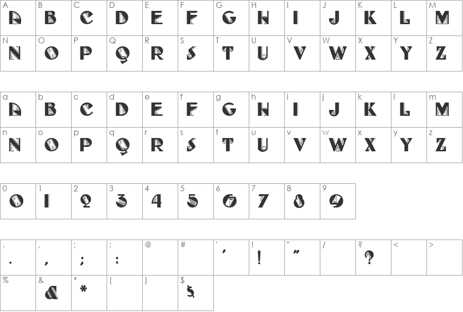 Full Tilt Boogie Capital font character map preview