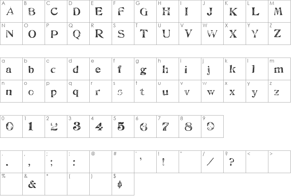 FultonMarkersRegular font character map preview