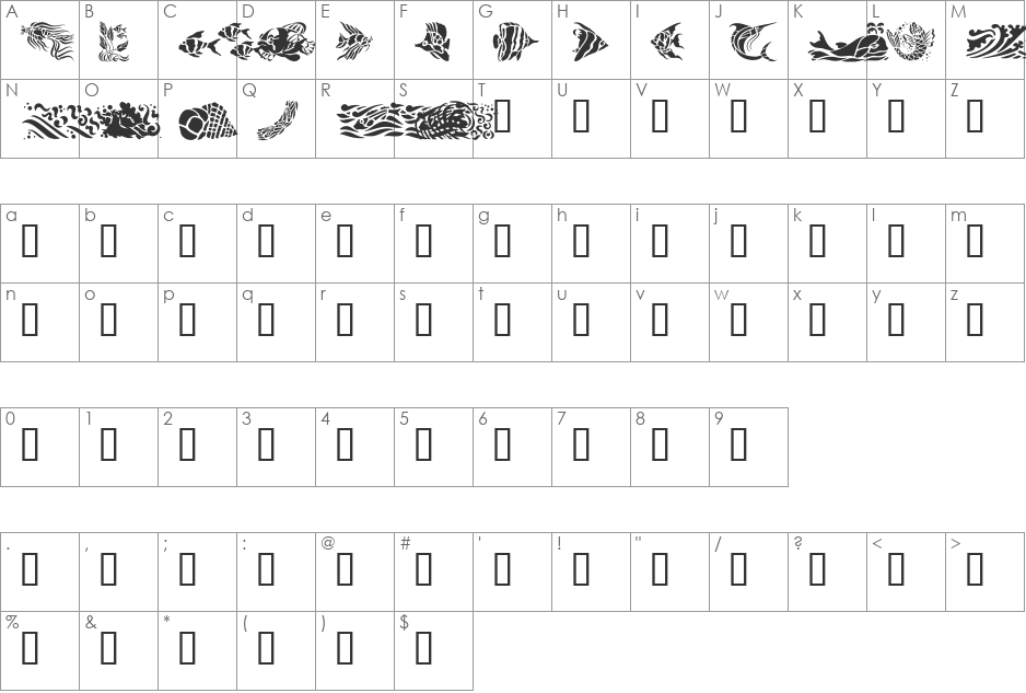 Fun Fish font character map preview