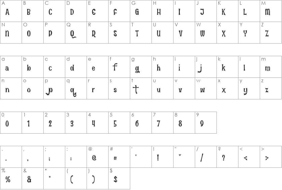 Fun in the Jungle font character map preview