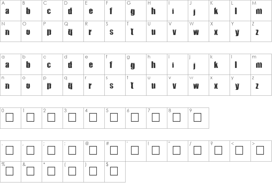 Funboy font character map preview