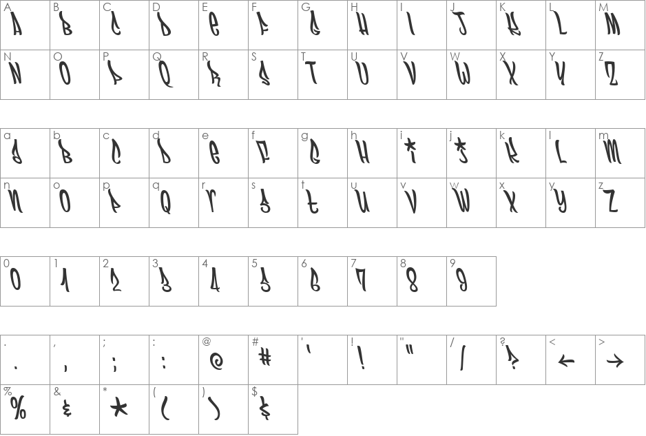 Funboy font character map preview