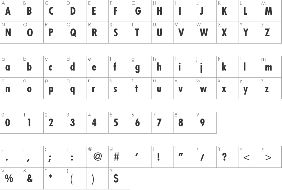 FunctionCondTwo font character map preview