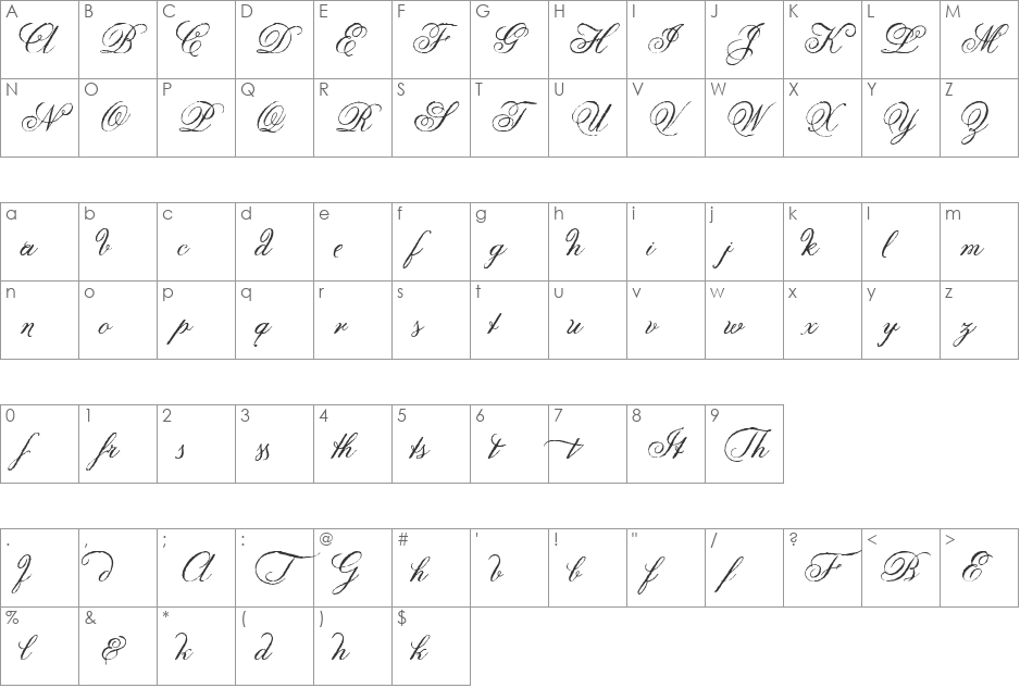 Anglia Olde Enhancements font character map preview