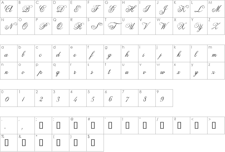 Anglia Olde Standard font character map preview