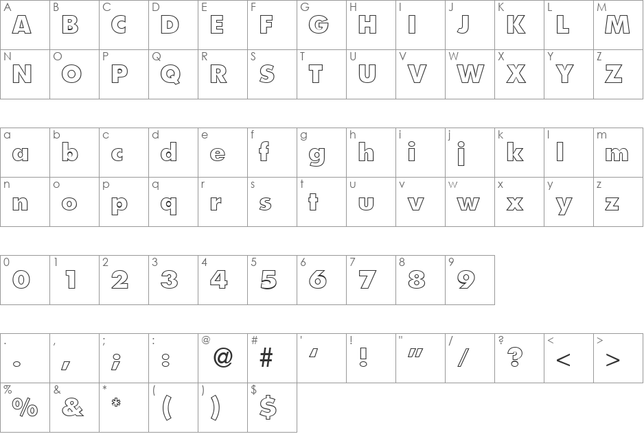 FunctionTwoOutlineExtrabold font character map preview