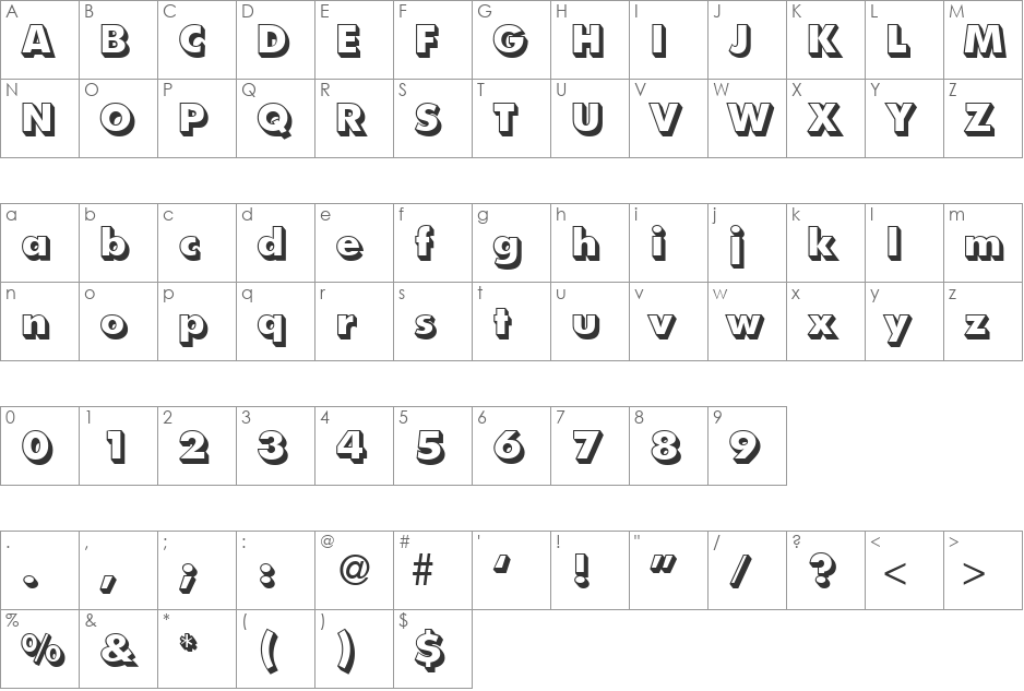 FunctionTwoShadedExtrabold font character map preview