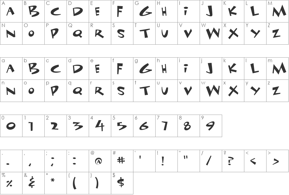 Funhouse font character map preview