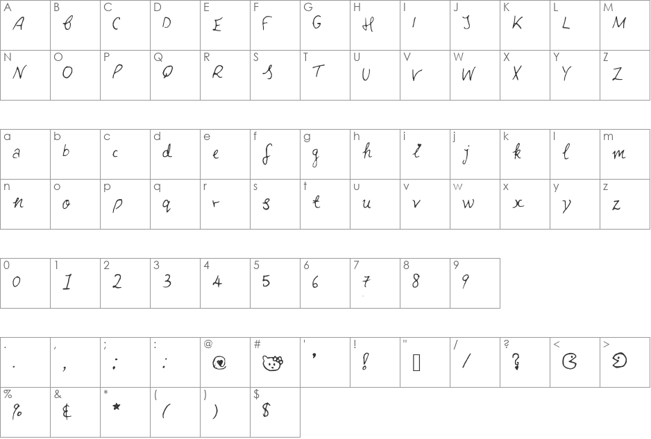 FunInTheSun font character map preview