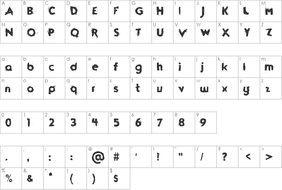 Funkrocker font character map preview