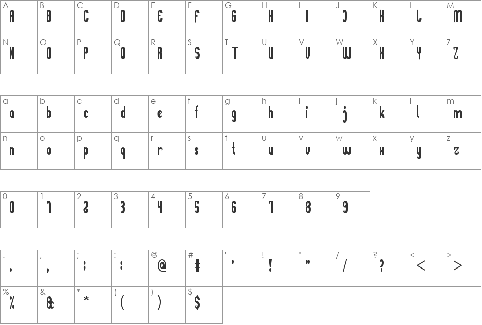 Funky Claw font character map preview