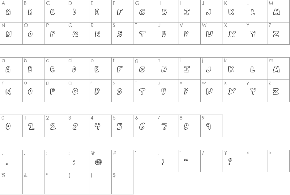 Funky Muskrat font character map preview