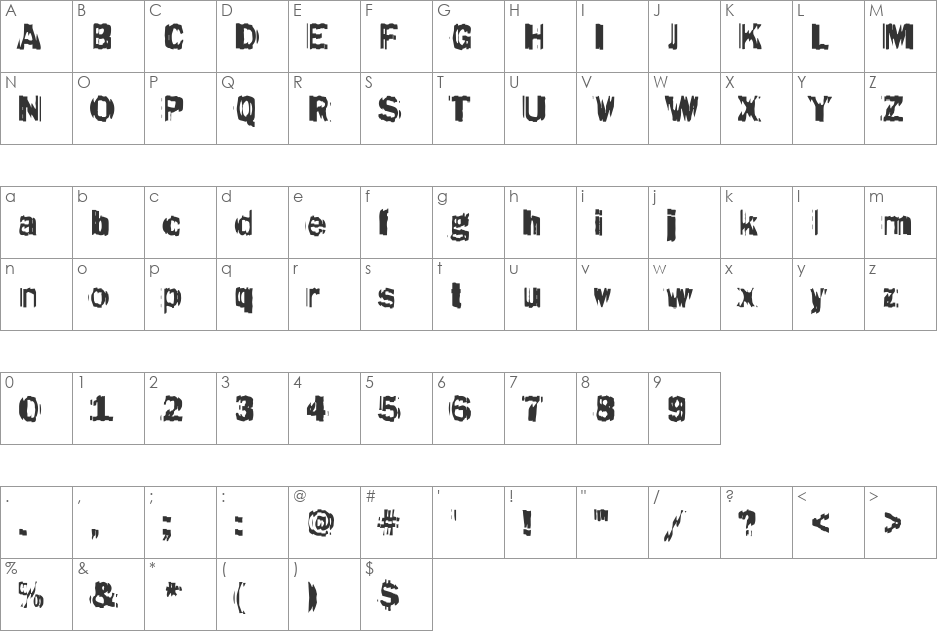 Funky46 Becker font character map preview