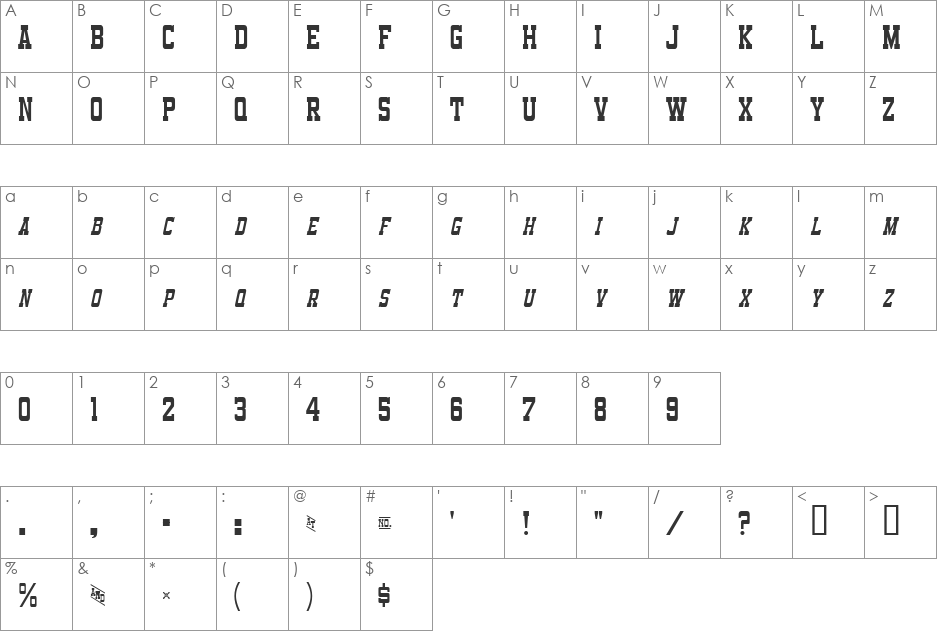 Funland Park Midway JL font character map preview