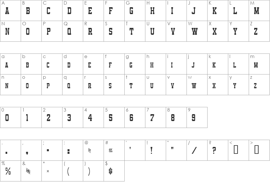 Funland Park Small Caps JL font character map preview