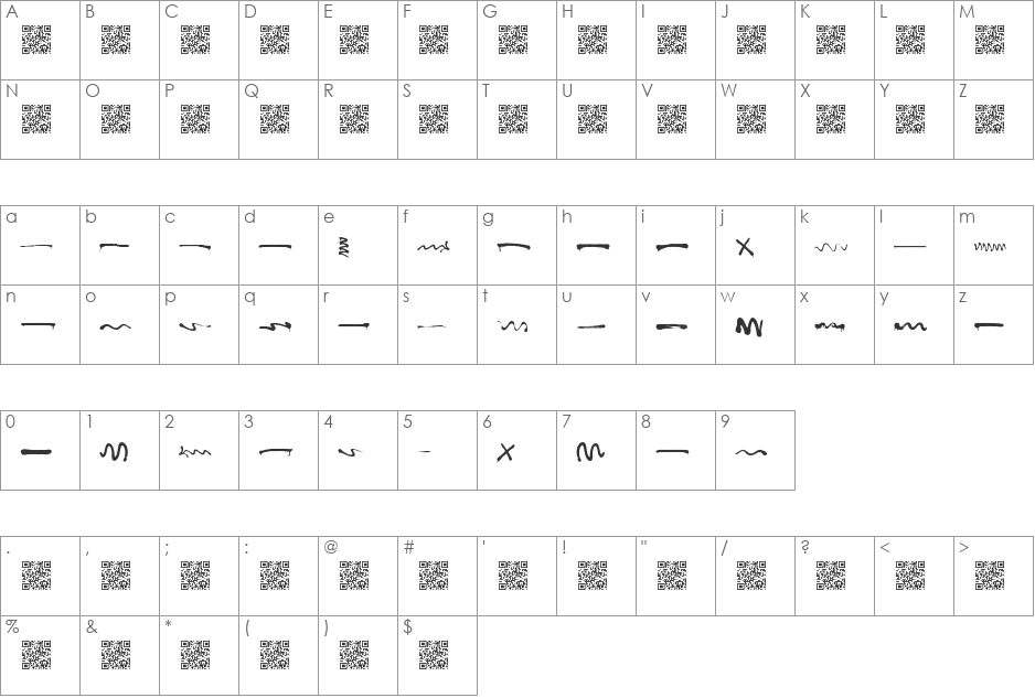 funlines font character map preview