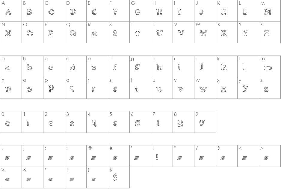 FunMeatsDT font character map preview