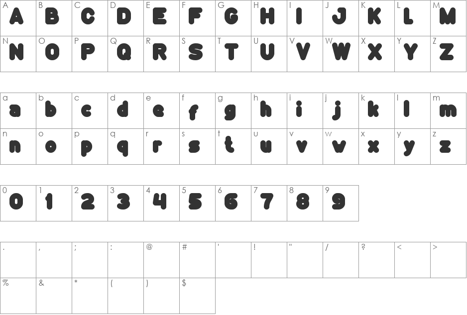 Funny And Cute font character map preview