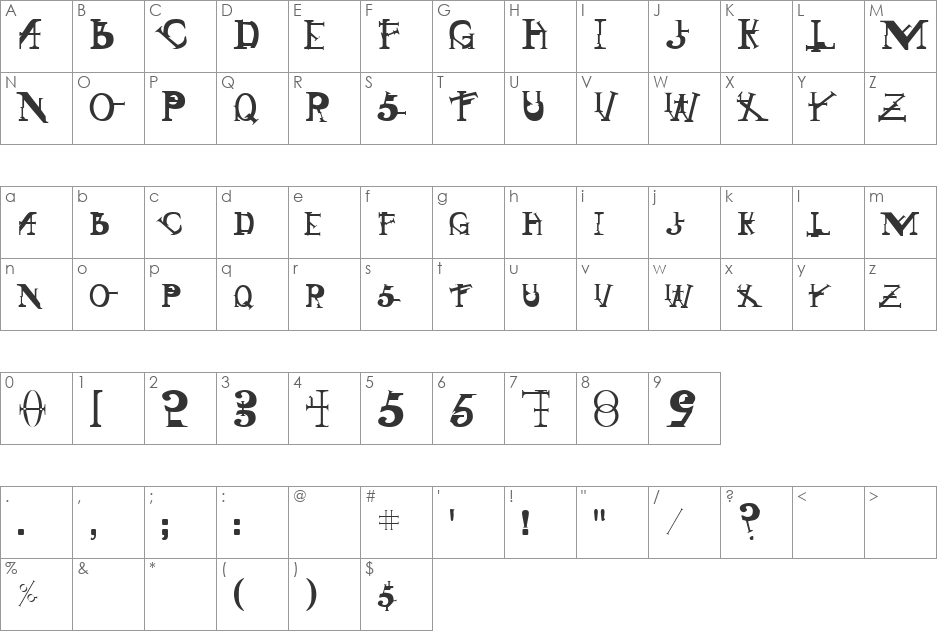 Funny Dude font character map preview