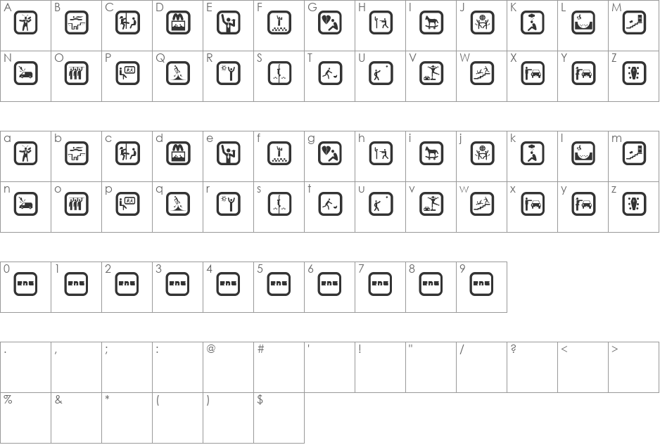 FUNNY ICON font character map preview