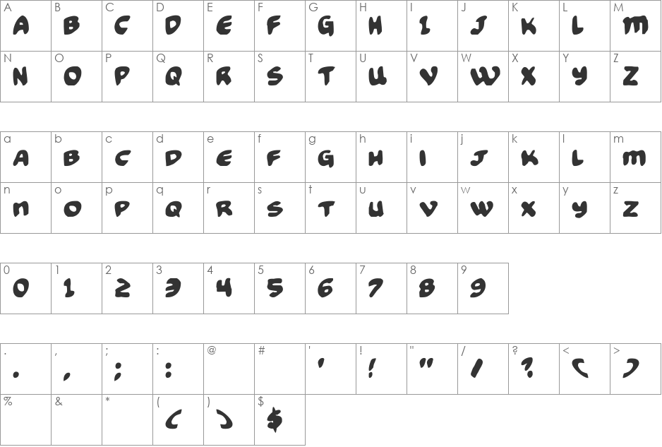 Funny Pages font character map preview