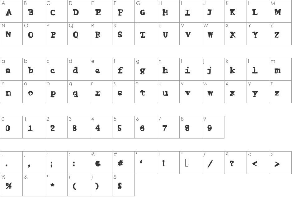 FunnyMe font character map preview