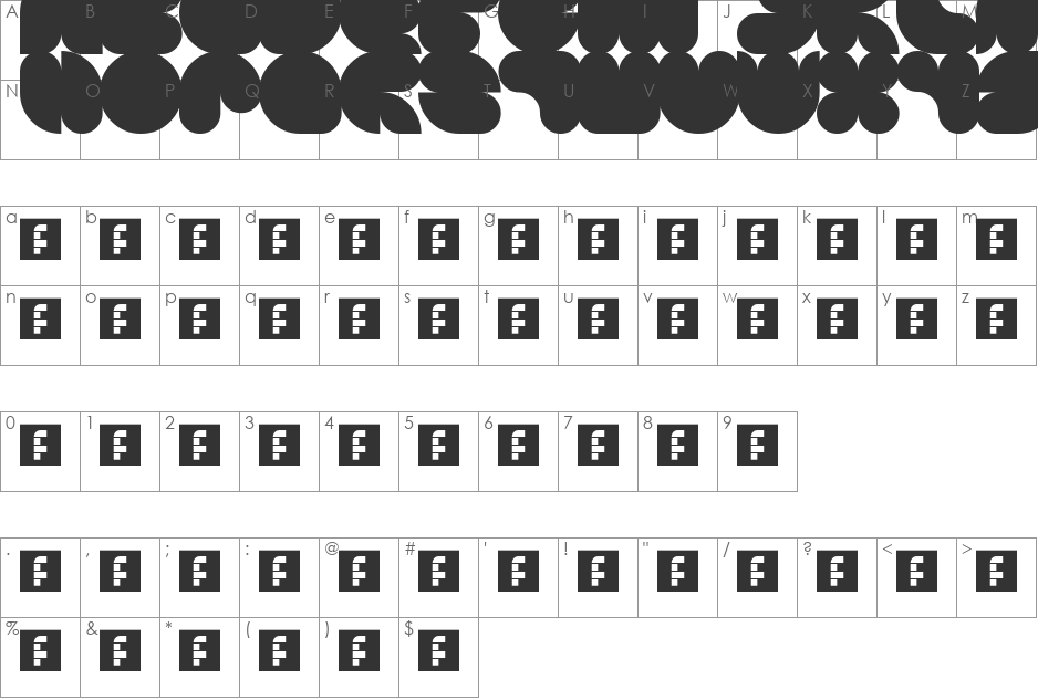 FunOne font character map preview