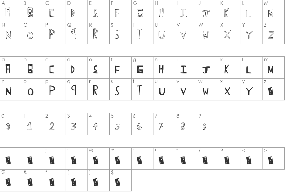 FunTrucks font character map preview