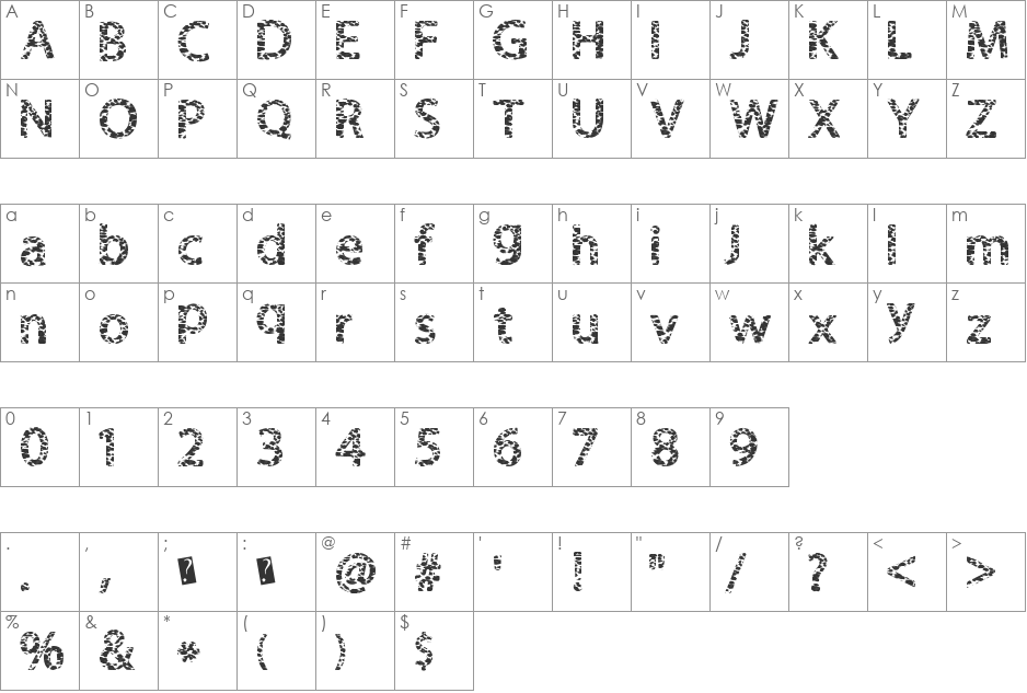 FurHandcuffs font character map preview