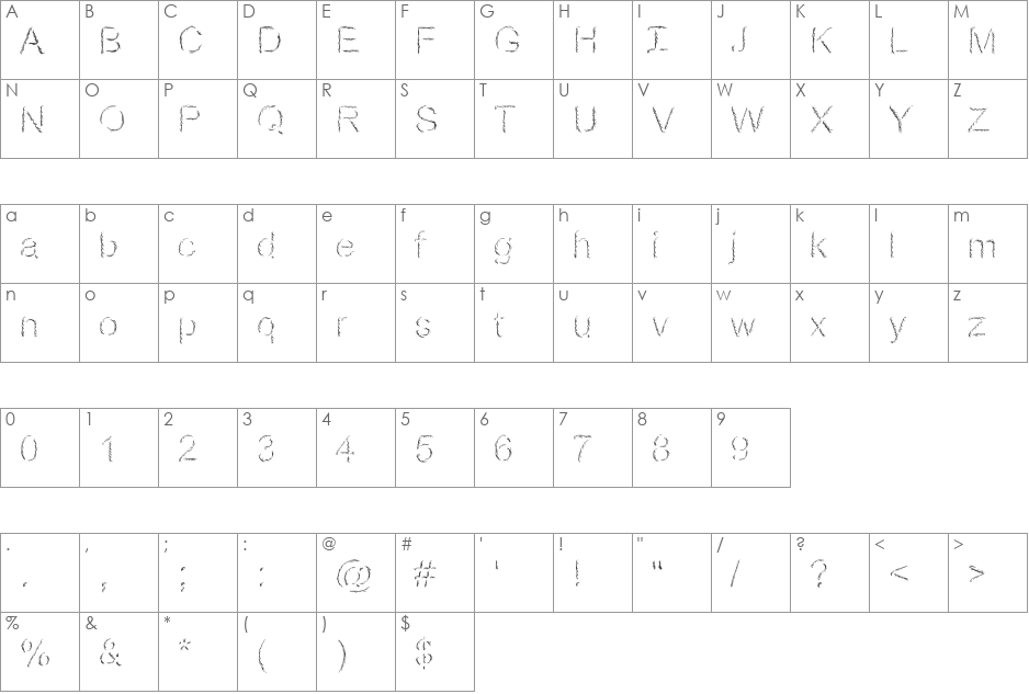Furry font character map preview