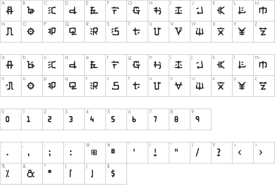 Fusaka Std font character map preview
