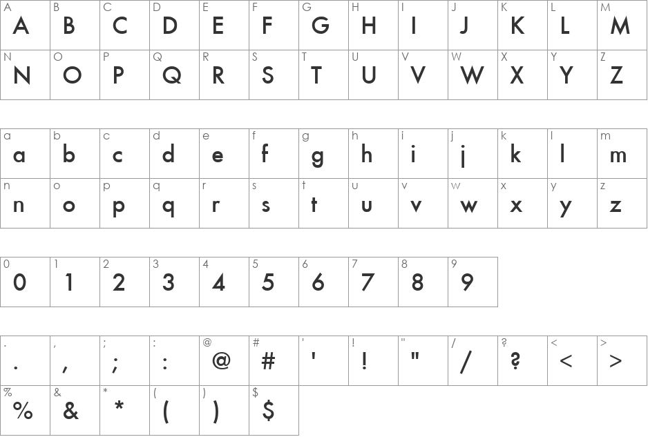 Fuschia Medium font character map preview