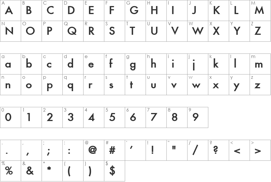 Fusi font character map preview