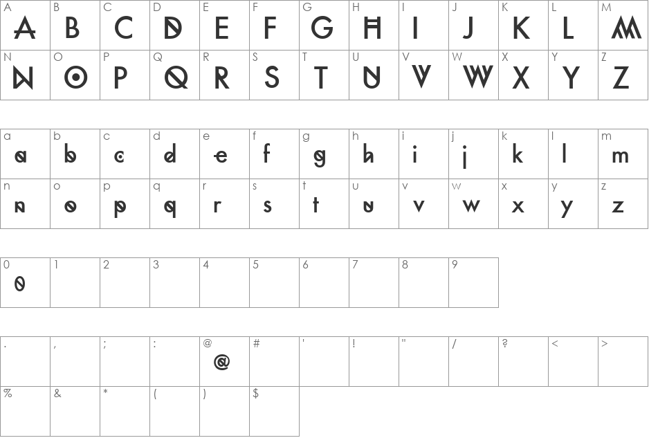 Futura FH Custom font character map preview